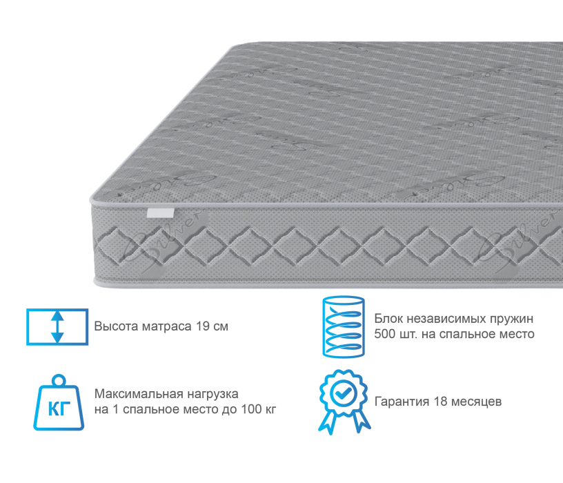 Кровати 90 см, Леон/Бруклин СБ-3366 Кровать с матрасом Сити - Бормио 900*2000