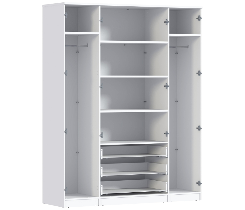 Шкафы распашные, Шкаф 4х дверный с зеркалами Николь СБ-2595/1 Белый