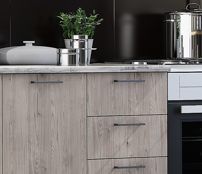 Кухня 2 метра, Кухня Астра 2,0 м Графит софт/Дуб галиано МДФ