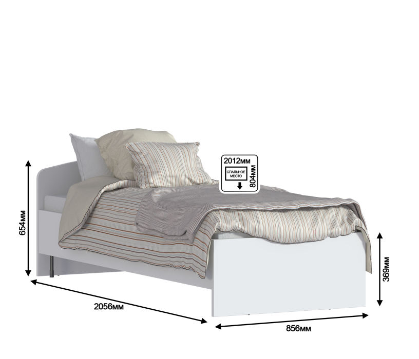 Кровати одноярусные, Кровать Кито СБ-2227 (800) Белый с основанием