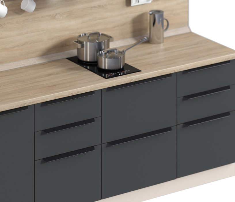 Кухонные гарнитуры, Кухонный гарнитур ЛОФТ Регина Песочный/Диамант серый, Дуб дикий 2,4 м