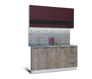 Кухня Астра 1,6 м Красное дерево патина/Дуб галиано МДФ