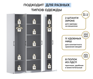 Шкаф четырехдверный Макс 2000 мм, вариант №3 (ЛДСП)