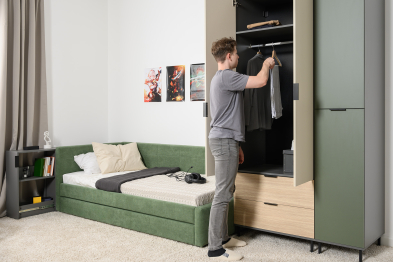 Шкаф-пенал Марвэл 16.316.02, темно-серый, дымчатый зеленый