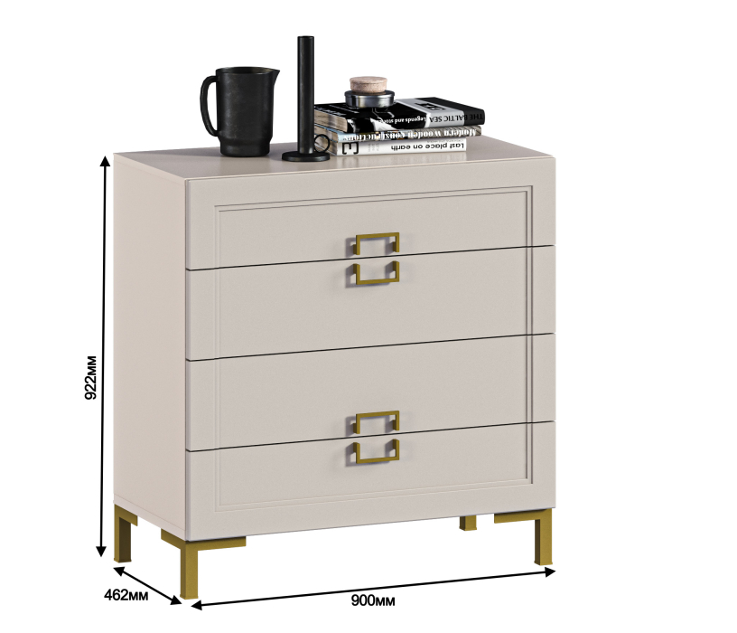 Комоды, Комод Ассоль СБ-3434 Кашемир серый/МДФ Кашемир