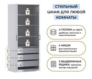 Шкаф двухдверный Макс 1000 мм, вариант №5 (ЛДСП)