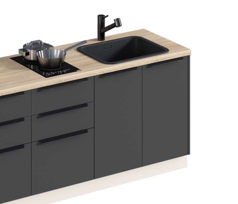 Кухонные гарнитуры, Кухонный гарнитур ЛОФТ Регина Песочный/Диамант серый, Дуб дикий 1,8 м ПОД КЛЮЧ