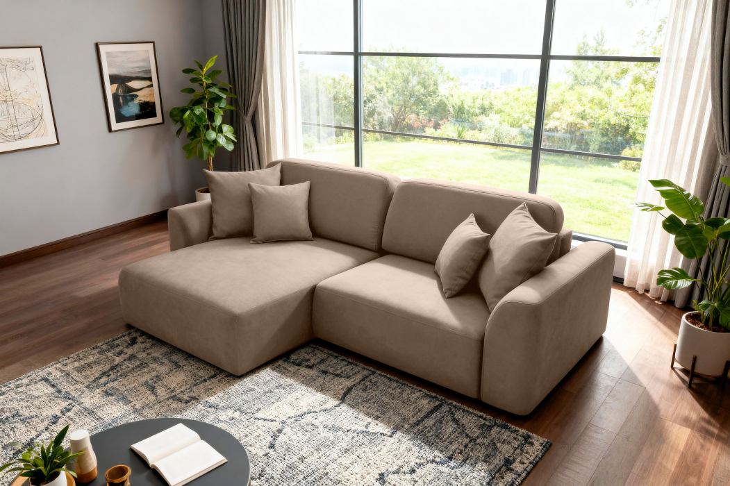 Диваны угловые в гостиную, Диван угловой Спейс, Велюр