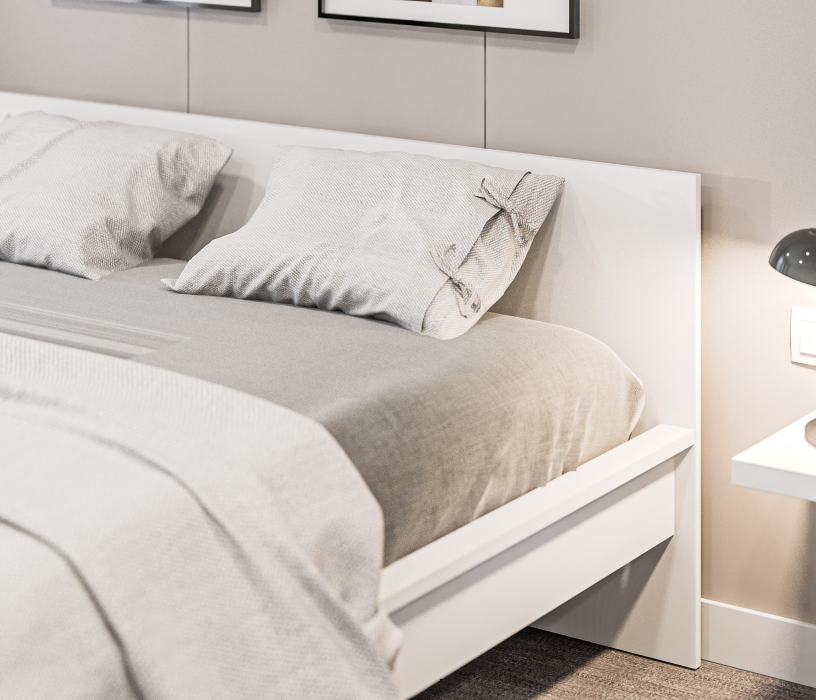 Кровати 160 см, Леон/Бруклин СБ-3369 Кровать белая с матрасом Тропикана-Боннет плюс 1600*2000