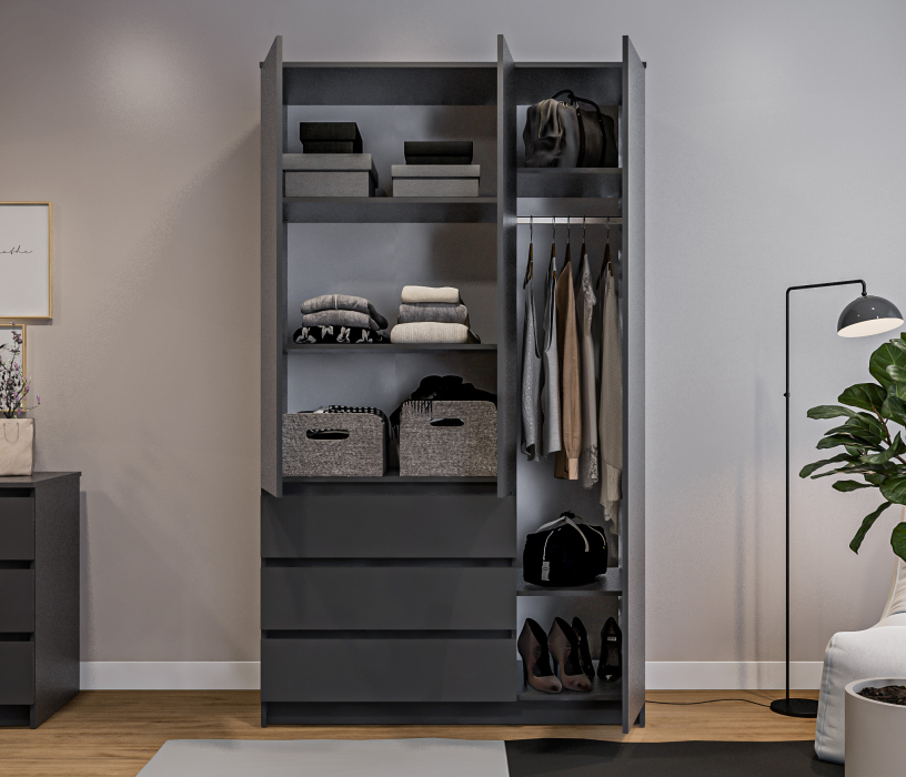 Шкафы распашные, Шкаф 3 дверный с ящиками Леон СБ-3363