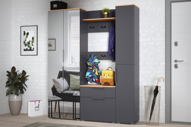 Вешалка Октава 15.14.01, серый графит, дуб золотой крафт