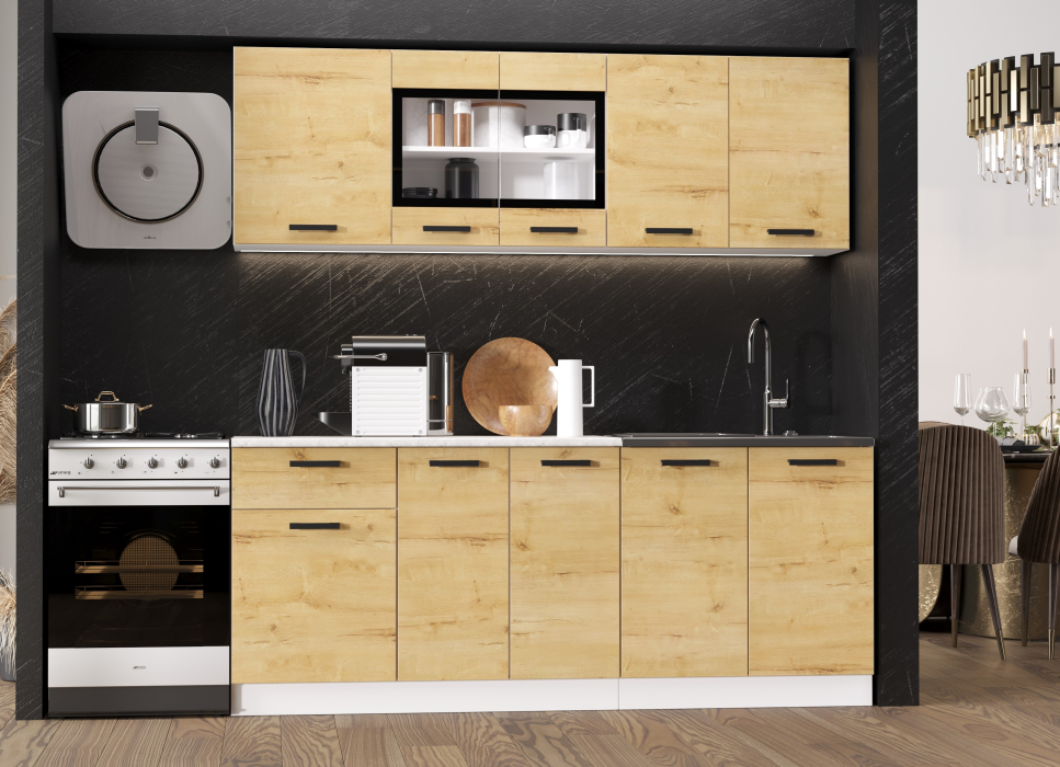 Кухонные гарнитуры, Кухня Хозяюшка 2,0 м Дуб вотан ЛДСП