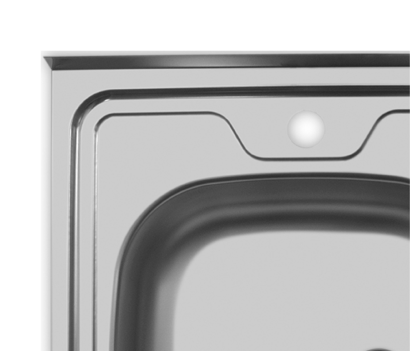 Кухонные мойки, Мойка накладная 60*60 Левая в комплекте с сифоном и крепежом