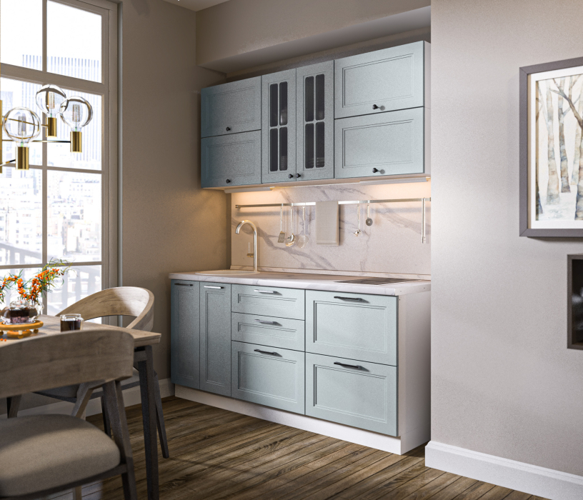 Кухонные гарнитуры, Кухонный гарнитур Регина Белый/МДФ MODERN Серый 2 м