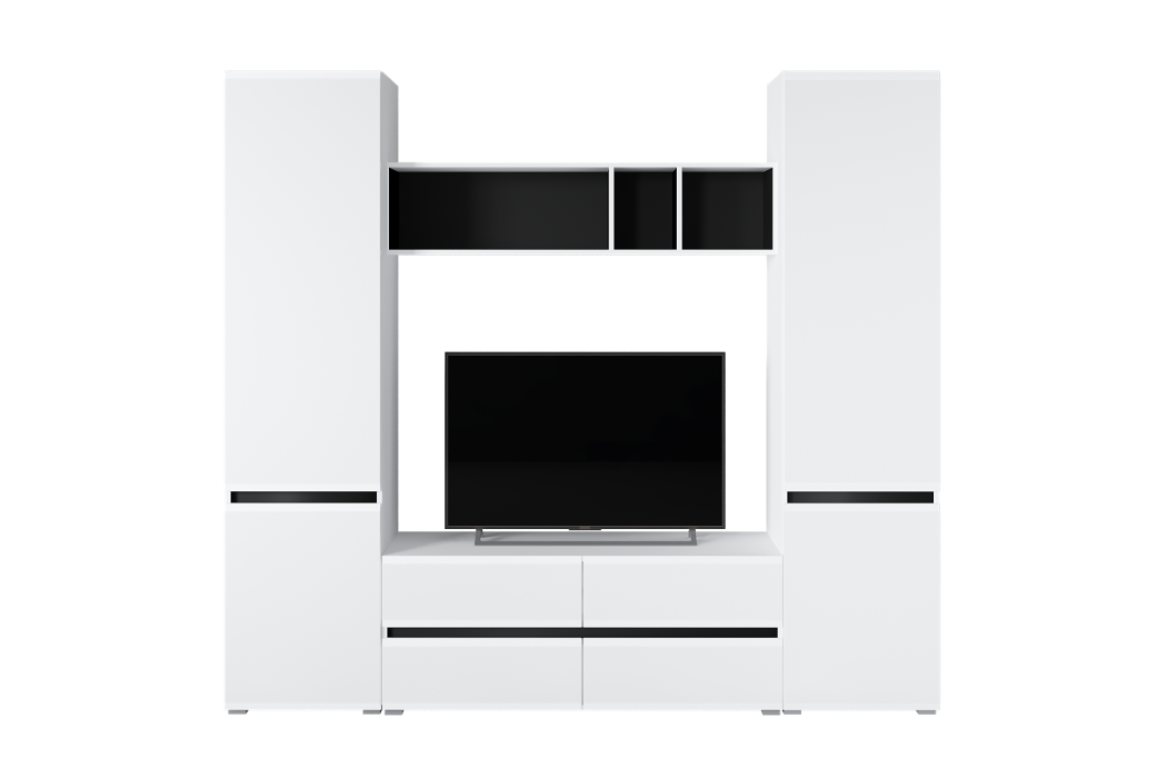 ТВ-тумбы, Тумба под ТВ Сидней 13.63, белый премиум, черный, белый глянец