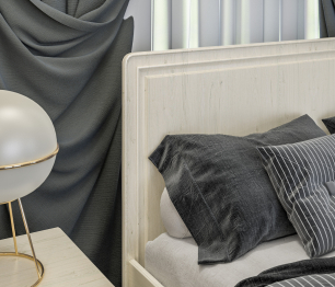 Кровать (1600) Гранд / Ливерпуль СБ-3530 Дуб Приморский Белый, МДФ Классика Светлый