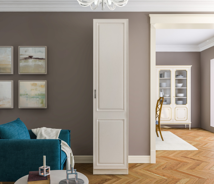 Шкафы одностворчатые, Шкаф 1 дверный Гранд / Ливерпуль СБ-3510 Дуб Приморский Белый/МДФ Классика Светлый