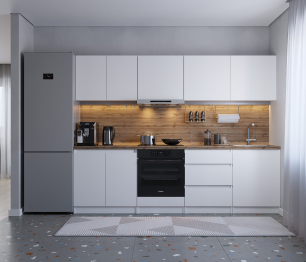 Кухонный гарнитур Леон прямой 260 см, белый